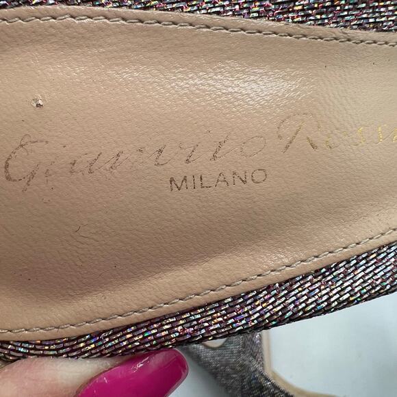 Gianvito Rossi Lurex Fabric Portofino Glitter Metallic Heels Multicolor Size 6 - Picture 16 of 16